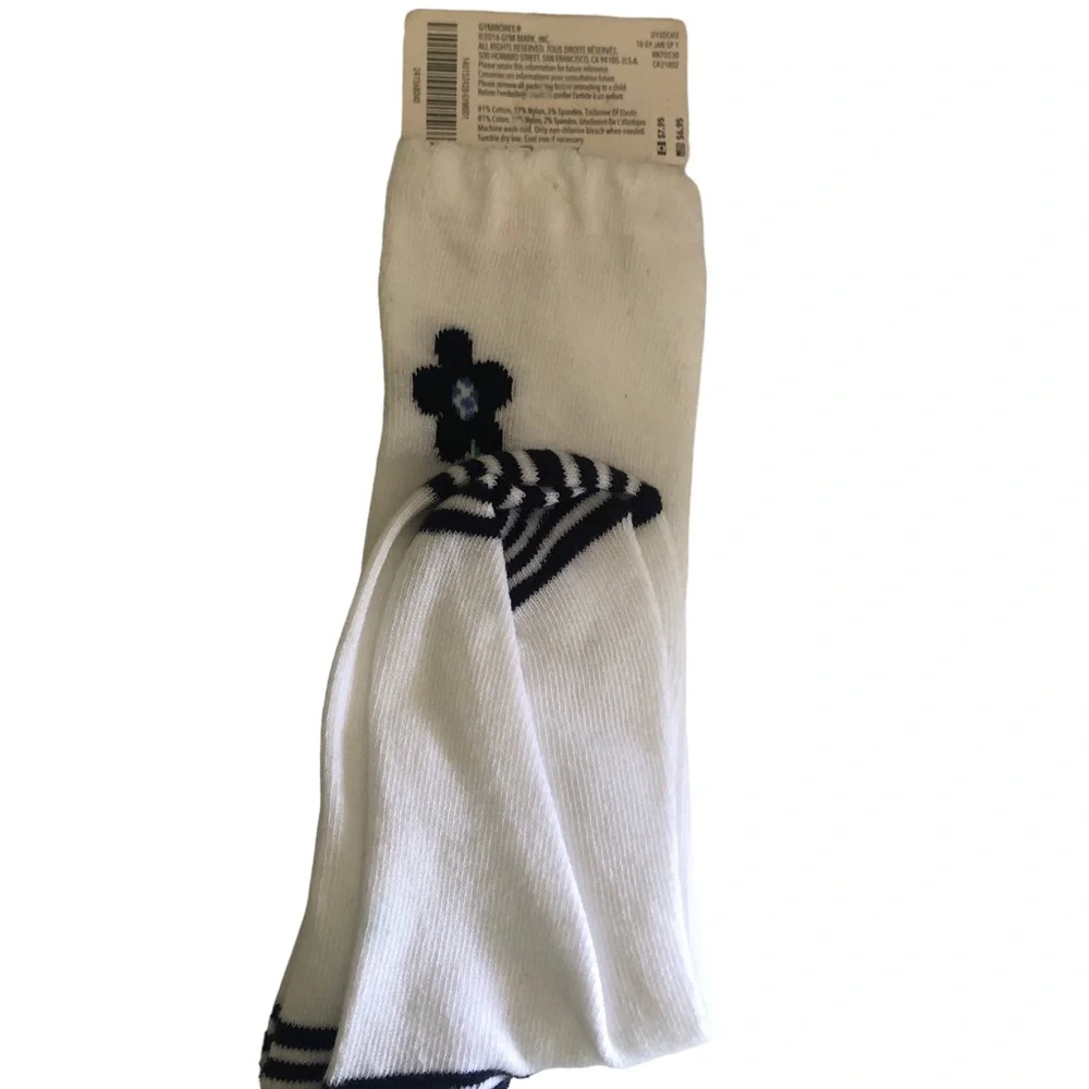NWT Gymboree Size S 11/12 Spring Prep 2016 White Navy Floral Knee Socks